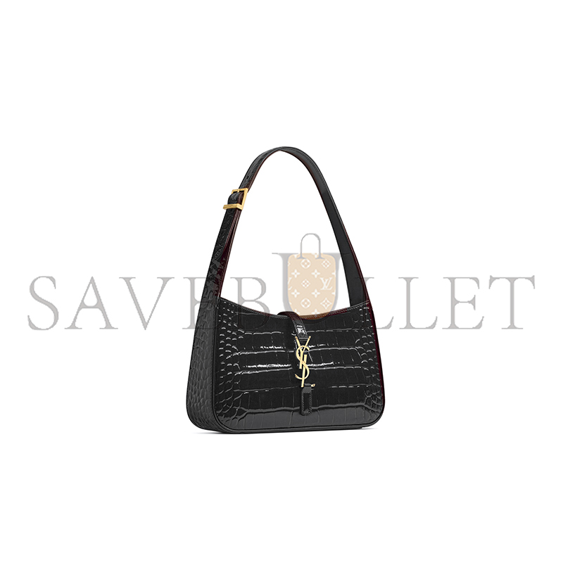 YSL LE 5 À 7 IN CROCODILE-EMBOSSED PATENT LEATHER 657228AAGKR1000 (23*16*6.5cm)